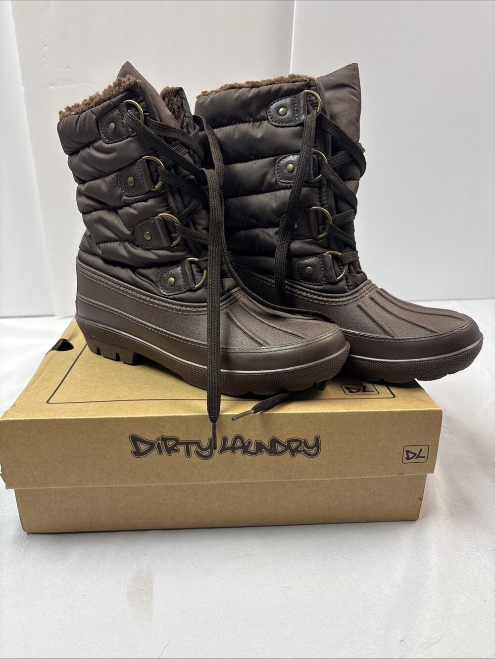 Dirty Laundry Brown Boots Bundle Up Matte Water Resistant 9/40